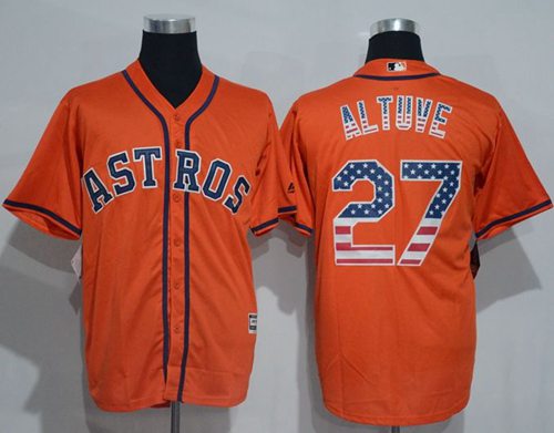 Astros #27 Jose Altuve Orange USA Flag Fashion Stitched MLB Jersey
